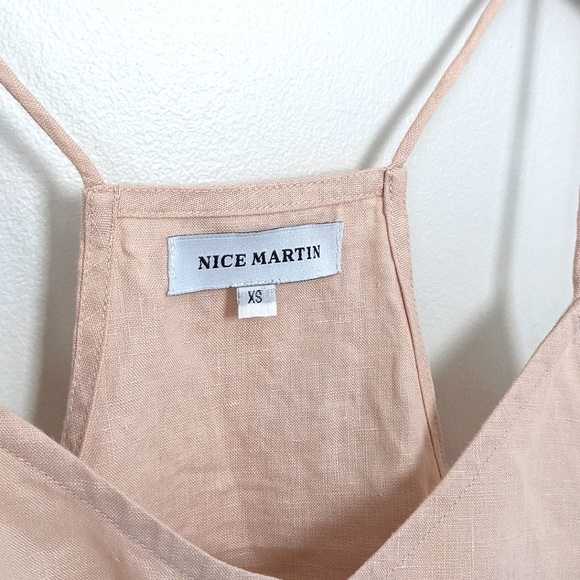 Cropped Spaghetti Strap Ruffled Blouse | 100% Linen | Blush Pink | Size XS - Picture 4 of 10